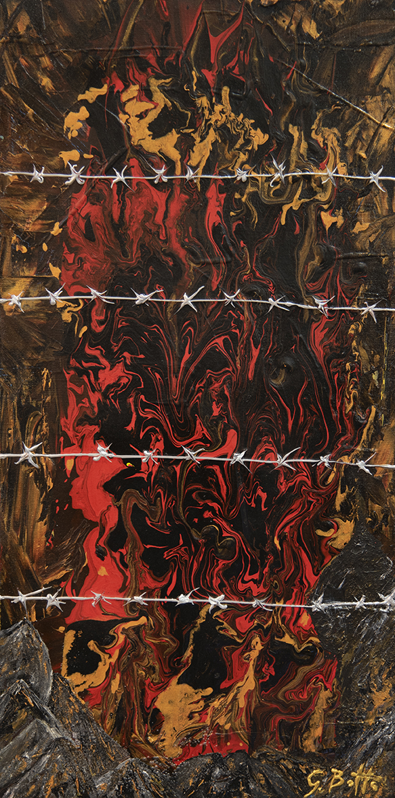 Giorgio Bottò - Le Ferite Della Terra - 2021, acrilico, spatolato, pittura, resine, 80x60 cm, Sede Di Staranzano